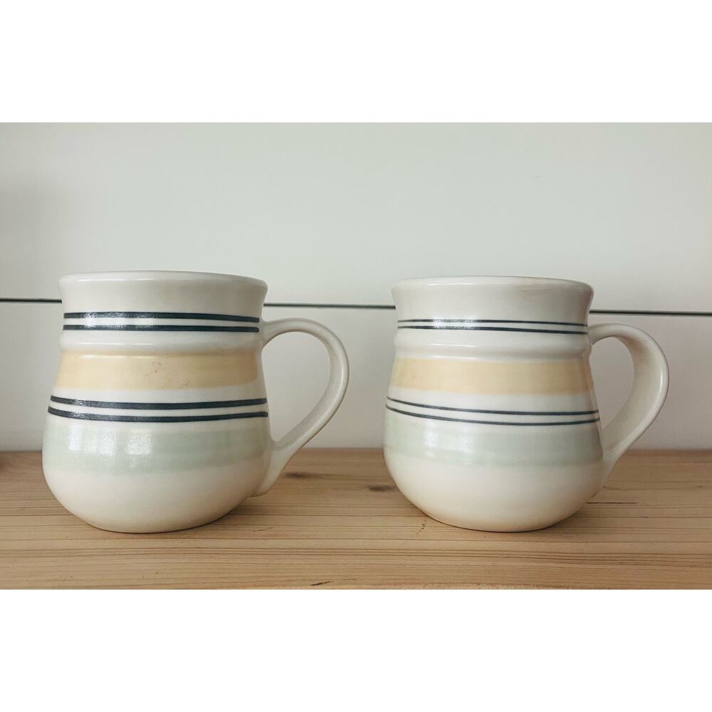 Pfaltzgraff Key Largo Coffee Mugs Cup Set of 2 Striped Replacement Discontinued